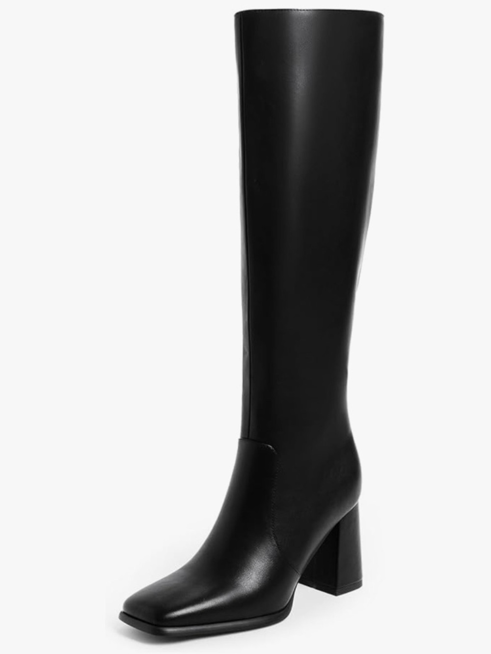Sleek Black Over-the-Knee Block Heel Boot